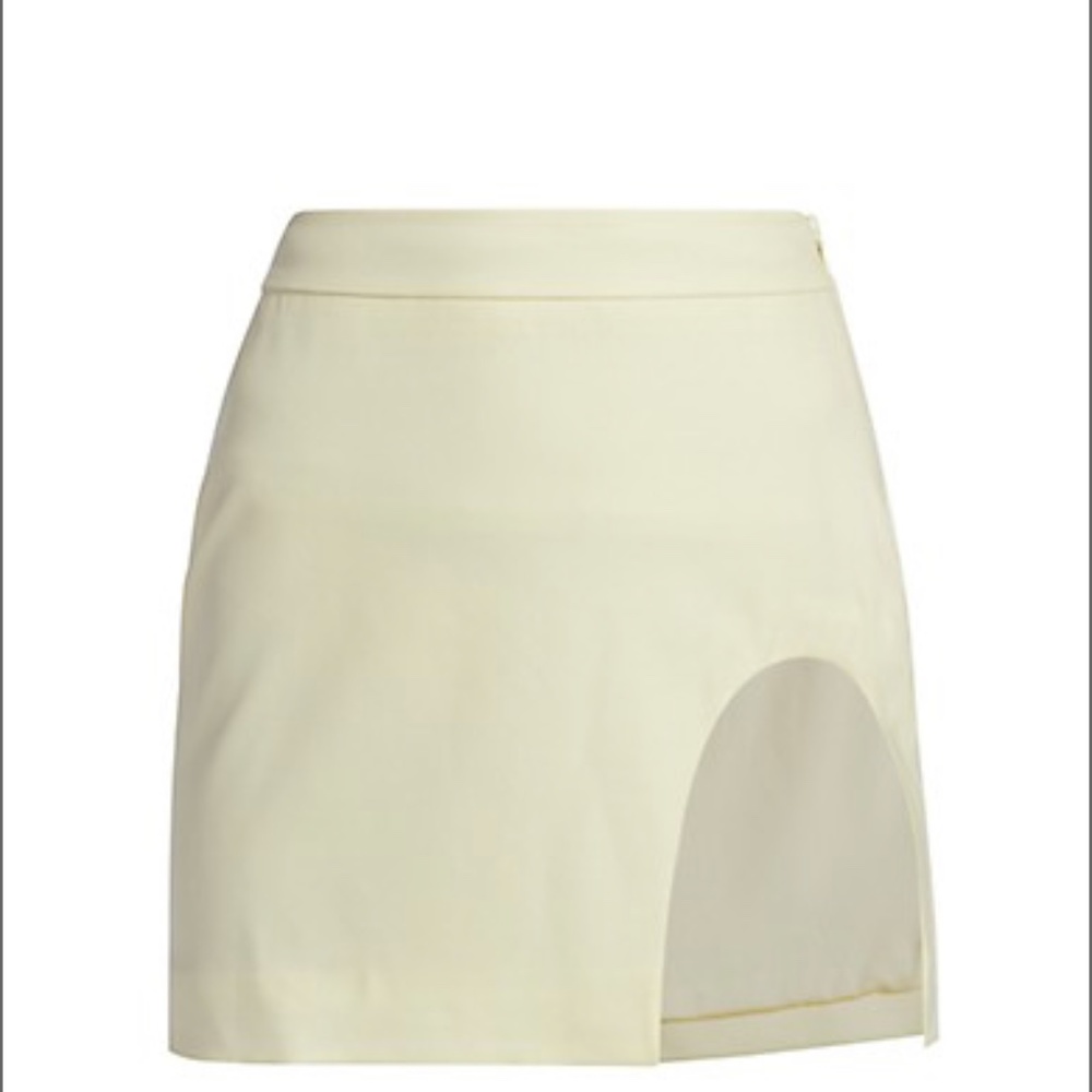 Zeynep Arcay Cream Slit Mini Skirt